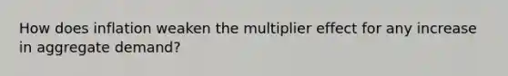 How does inflation weaken the multiplier effect for any increase in aggregate demand?