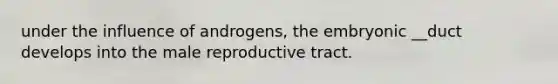 under the influence of androgens, the embryonic __duct develops into the male reproductive tract.