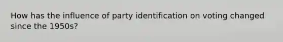 How has the influence of party identification on voting changed since the 1950s?