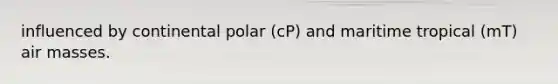 influenced by continental polar (cP) and maritime tropical (mT) air masses.