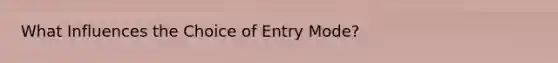 What Influences the Choice of Entry Mode?