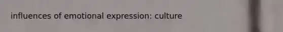influences of <a href='https://www.questionai.com/knowledge/kXkfJ4iPM9-emotional-expression' class='anchor-knowledge'>emotional expression</a>: culture