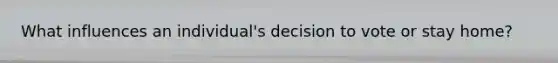 What influences an individual's decision to vote or stay home?