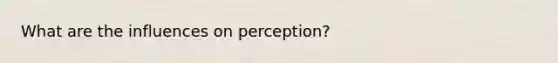 What are the influences on perception?