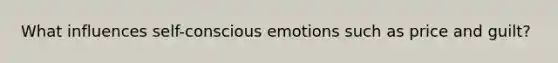 What influences self-conscious emotions such as price and guilt?