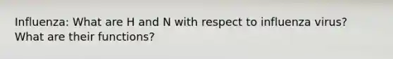 Influenza: What are H and N with respect to influenza virus? What are their functions?