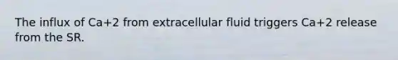 The influx of Ca+2 from extracellular fluid triggers Ca+2 release from the SR.