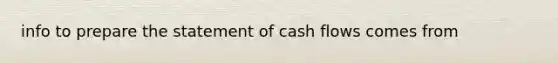 info to prepare the statement of cash flows comes from