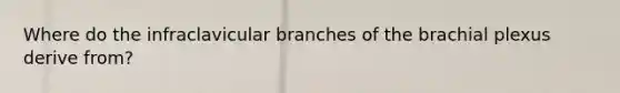 Where do the infraclavicular branches of the brachial plexus derive from?