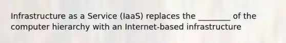 Infrastructure as a Service (IaaS) replaces the ________ of the computer hierarchy with an Internet-based infrastructure