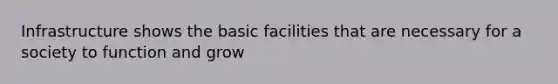 Infrastructure shows the basic facilities that are necessary for a society to function and grow