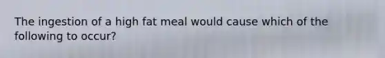 The ingestion of a high fat meal would cause which of the following to occur?