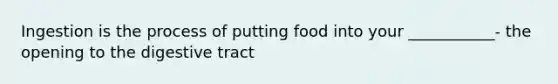 Ingestion is the process of putting food into your ___________- the opening to the digestive tract