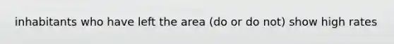 inhabitants who have left the area (do or do not) show high rates