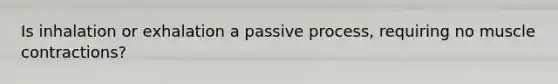 Is inhalation or exhalation a passive process, requiring no muscle contractions?