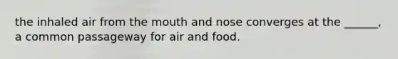 the inhaled air from the mouth and nose converges at the ______, a common passageway for air and food.