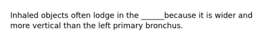 Inhaled objects often lodge in the ______because it is wider and more vertical than the left primary bronchus.