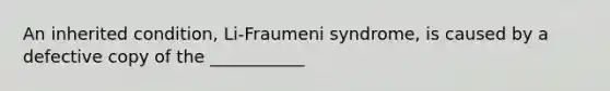 An inherited condition, Li-Fraumeni syndrome, is caused by a defective copy of the ___________