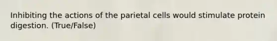 Inhibiting the actions of the parietal cells would stimulate protein digestion. (True/False)