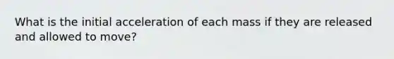 What is the initial acceleration of each mass if they are released and allowed to move?