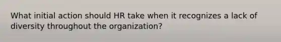 What initial action should HR take when it recognizes a lack of diversity throughout the organization?