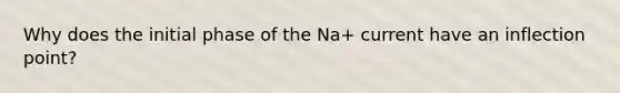 Why does the initial phase of the Na+ current have an inflection point?