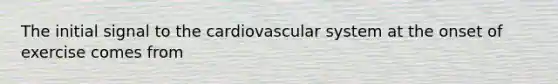 The initial signal to the cardiovascular system at the onset of exercise comes from