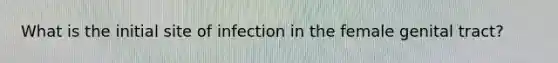 What is the initial site of infection in the female genital tract?