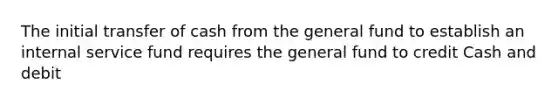 The initial transfer of cash from the general fund to establish an internal service fund requires the general fund to credit Cash and debit