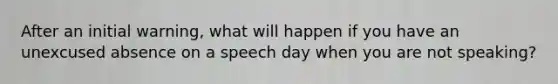 After an initial warning, what will happen if you have an unexcused absence on a speech day when you are not speaking?