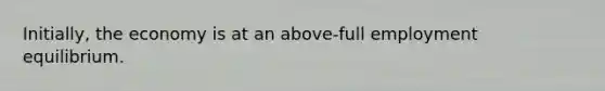 Initially, the economy is at an above-full employment equilibrium.
