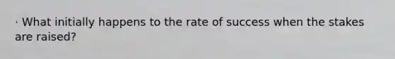 · What initially happens to the rate of success when the stakes are raised?