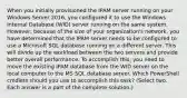 When you initially provisioned the IPAM server running on your Windows Server 2016, you configured it to use the Windows Internal Database (WID) server running on the same system. However, because of the size of your organization's network, you have determined that the IPAM server needs to be configured to use a Microsoft SQL database running on a different server. This will divide up the workload between the two servers and provide better overall performance. To accomplish this, you need to move the existing IPAM database from the WID server on the local computer to the MS SQL database server. Which PowerShell cmdlets should you use to accomplish this task? (Select two. Each answer is a part of the complete solution.)