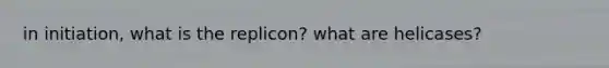 in initiation, what is the replicon? what are helicases?