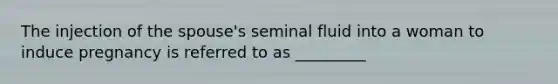 The injection of the spouse's seminal fluid into a woman to induce pregnancy is referred to as _________