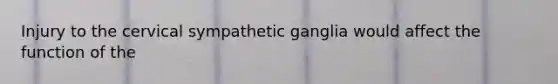 Injury to the cervical sympathetic ganglia would affect the function of the