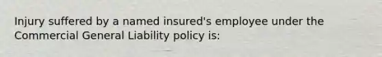 Injury suffered by a named insured's employee under the Commercial General Liability policy is: