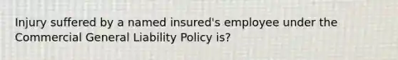 Injury suffered by a named insured's employee under the Commercial General Liability Policy is?