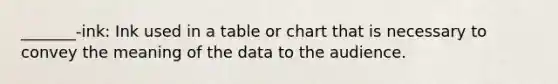 _______-ink: Ink used in a table or chart that is necessary to convey the meaning of the data to the audience.