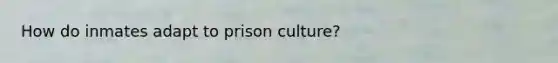 How do inmates adapt to prison culture?