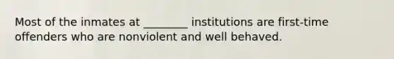 Most of the inmates at ________ institutions are first-time offenders who are nonviolent and well behaved.