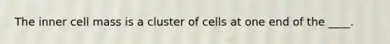 The inner cell mass is a cluster of cells at one end of the ____.