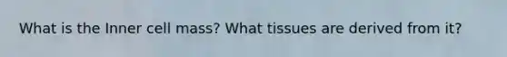 What is the Inner cell mass? What tissues are derived from it?