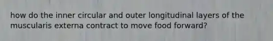 how do the inner circular and outer longitudinal layers of the muscularis externa contract to move food forward?