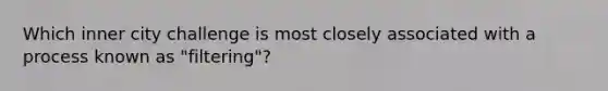 Which inner city challenge is most closely associated with a process known as "filtering"?