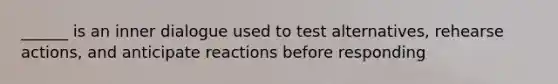 ______ is an inner dialogue used to test alternatives, rehearse actions, and anticipate reactions before responding