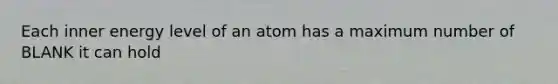 Each inner energy level of an atom has a maximum number of BLANK it can hold