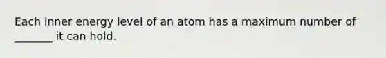 Each inner energy level of an atom has a maximum number of _______ it can hold.