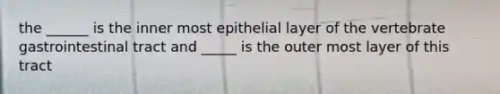 the ______ is the inner most epithelial layer of the vertebrate gastrointestinal tract and _____ is the outer most layer of this tract