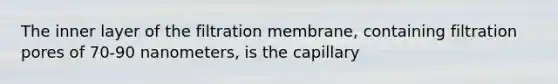 The inner layer of the filtration membrane, containing filtration pores of 70-90 nanometers, is the capillary